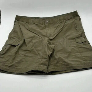 Columbia Mens Cargo Shorts Ripstop 9.5" Inseam Outdoor Nylon Cotton Green XL